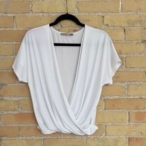 Black Tape White Draped Crossover Top
